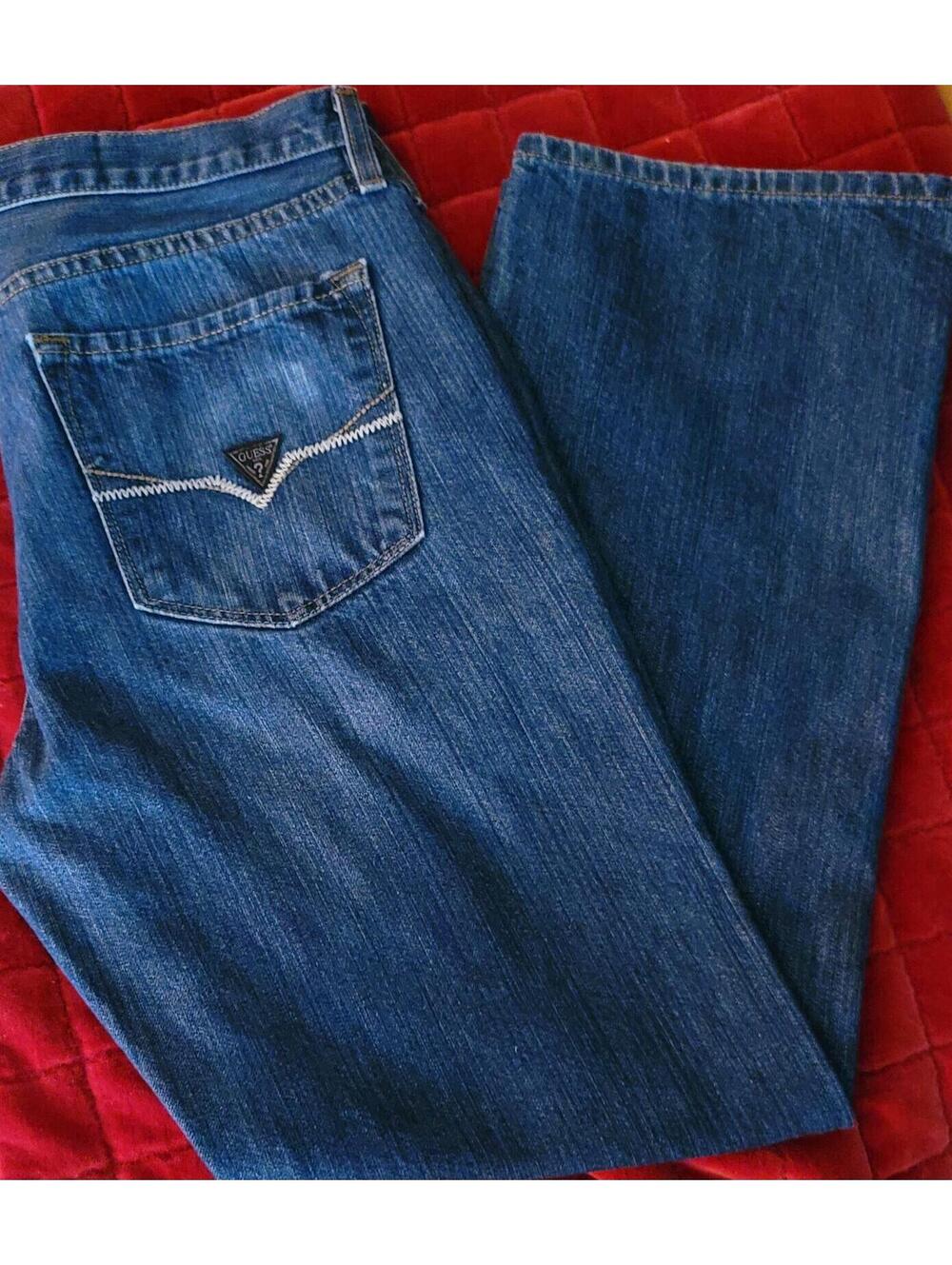 Guess Jeans Crescent Blue Denim Straight-Leg Jeans